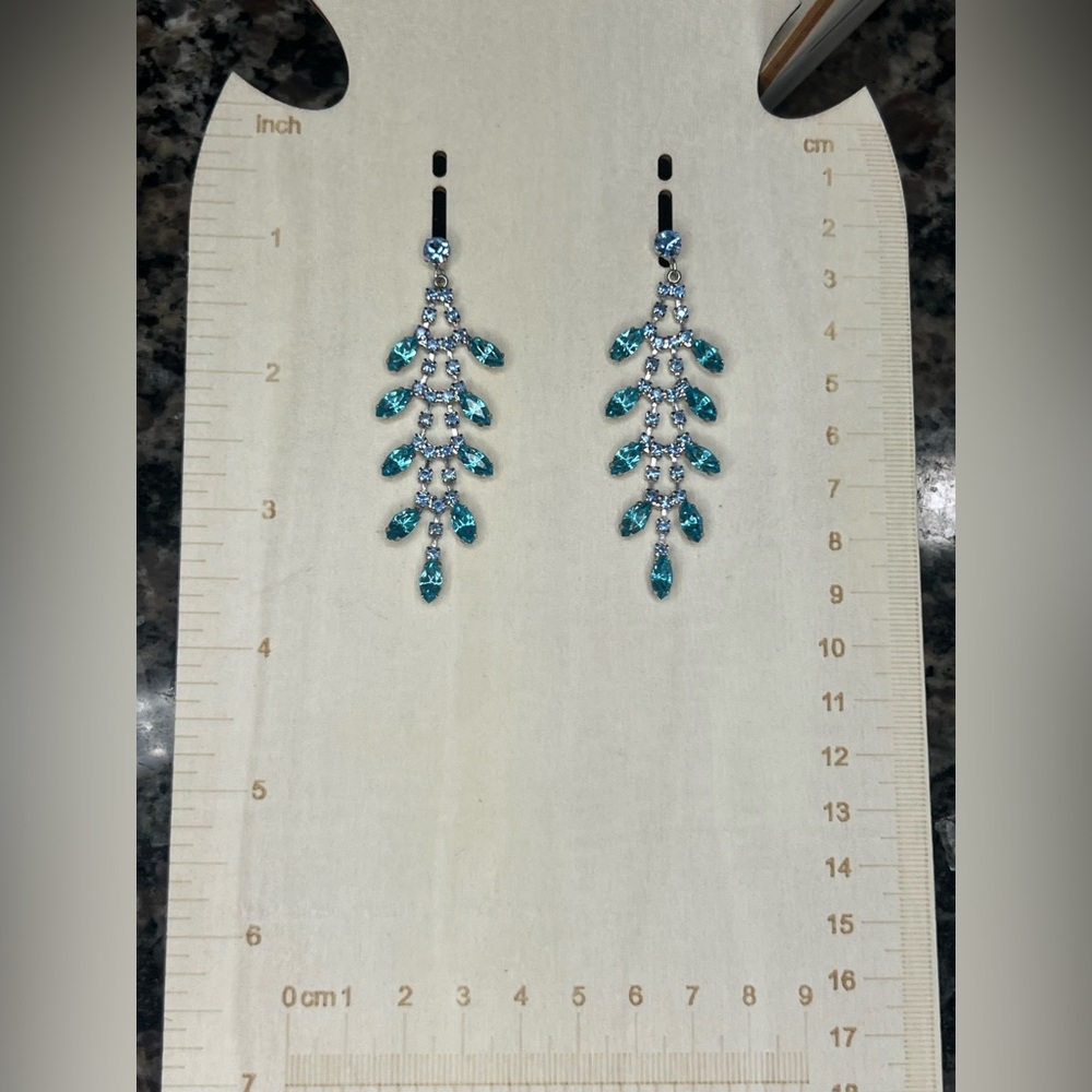 Elegant Silver and Blue Leaf Drop Earrings